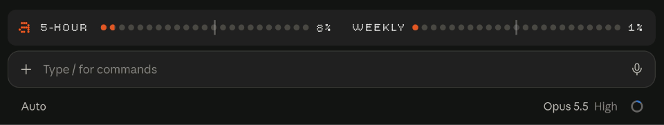 antiburn: 5-hour and weekly usage meters for Claude Code