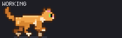 cat-spinner orange tabby walking, thinking, typing on a laptop, peering through a lens, digging and jumping in surprise