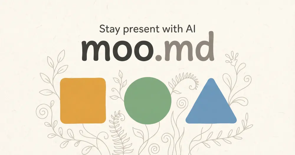 moo.md cover for hope: the project name over an orange square, a green circle and a blue triangle