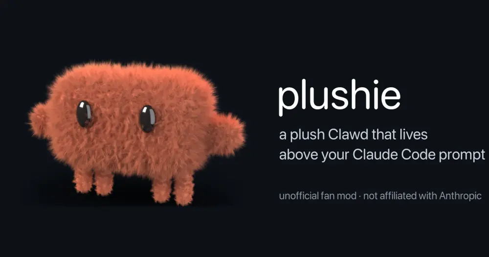 plushie's furry orange Clawd rendered in Blender, beside the words a plush Clawd that lives above your prompt
