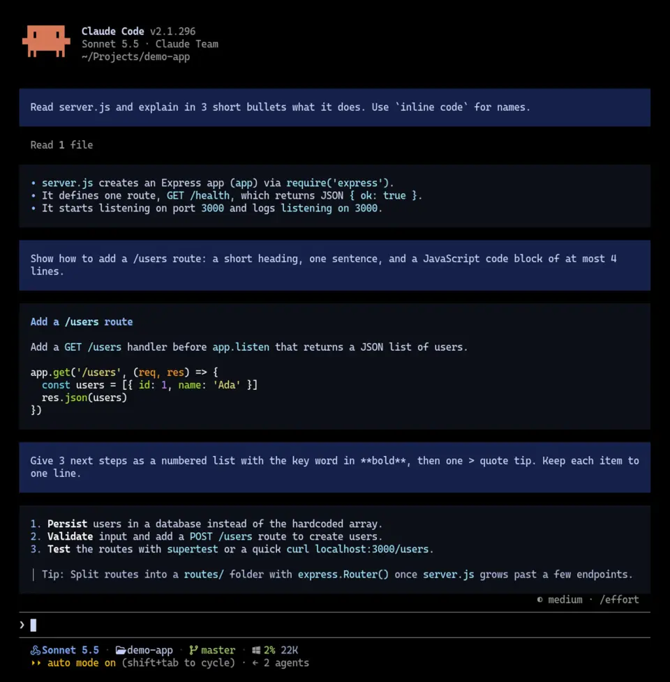 ui-themes night-blue theme: navy prompt boxes, near-black reply boxes and blue and cyan markdown